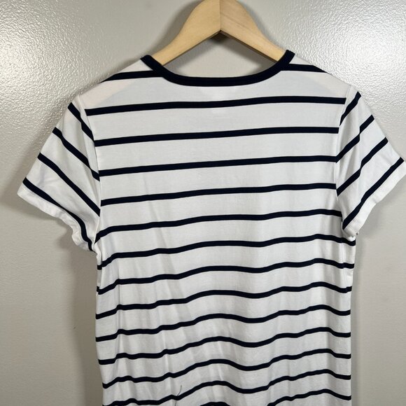 Athleta Essential Tee Dress Size Medium Petite Blue Stripe Minimal Casual Comfy - Picture 6 of 9